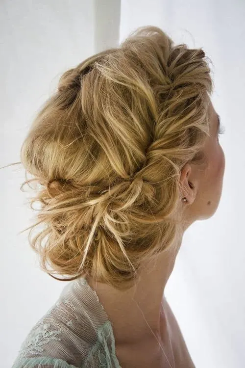 Messy Low Bun with a Halo Twist