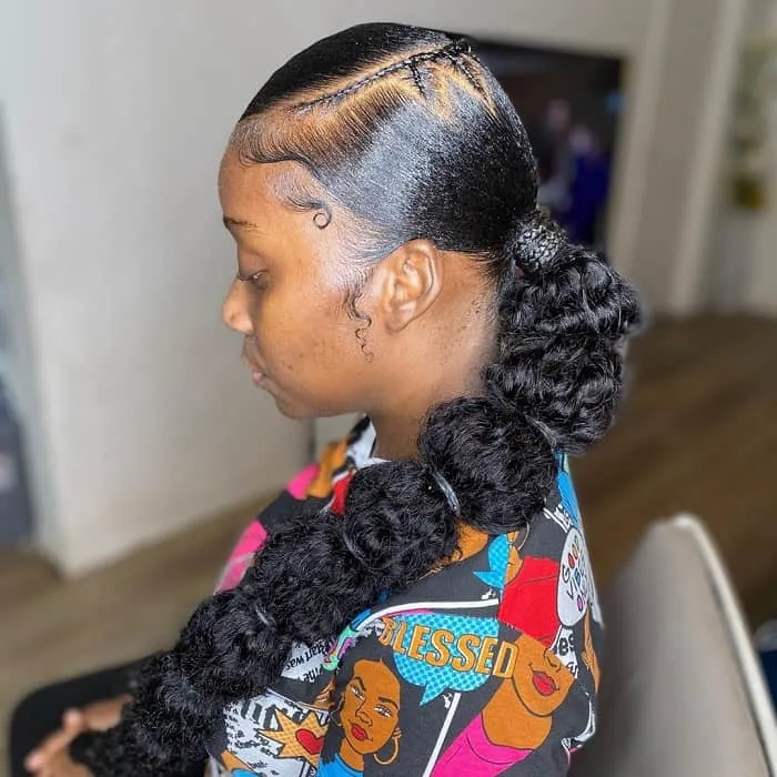 low ponytail for black girl