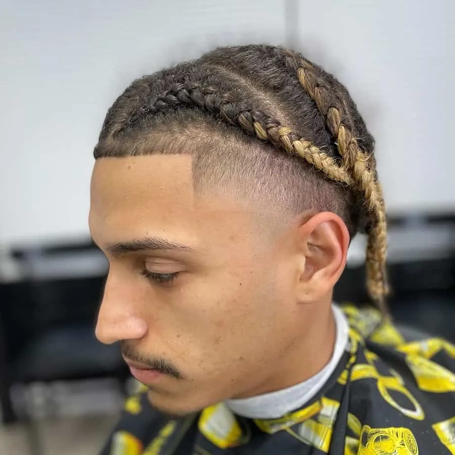 low taper fade with braids