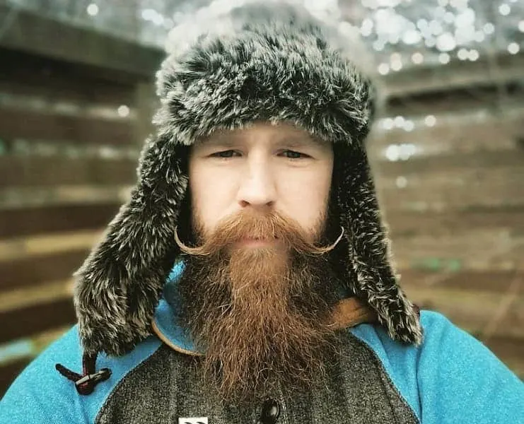 lumberjack beard with handlebar mustache