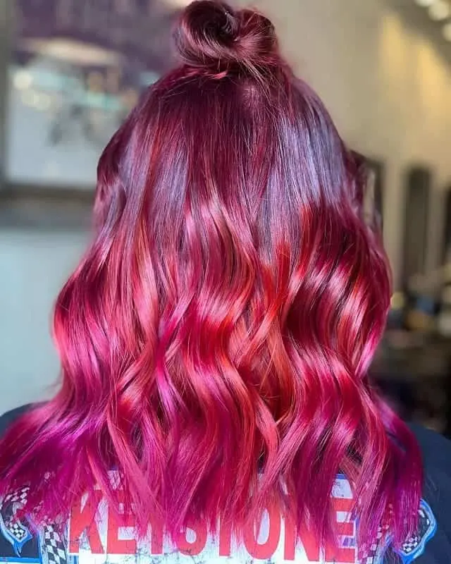 peach and magenta ombre hair