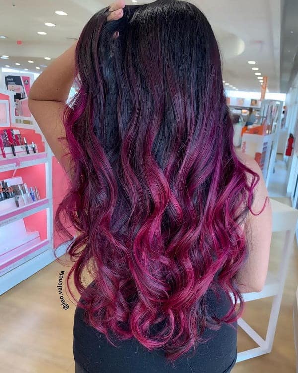 Magenta Red Ombre Hair for Women