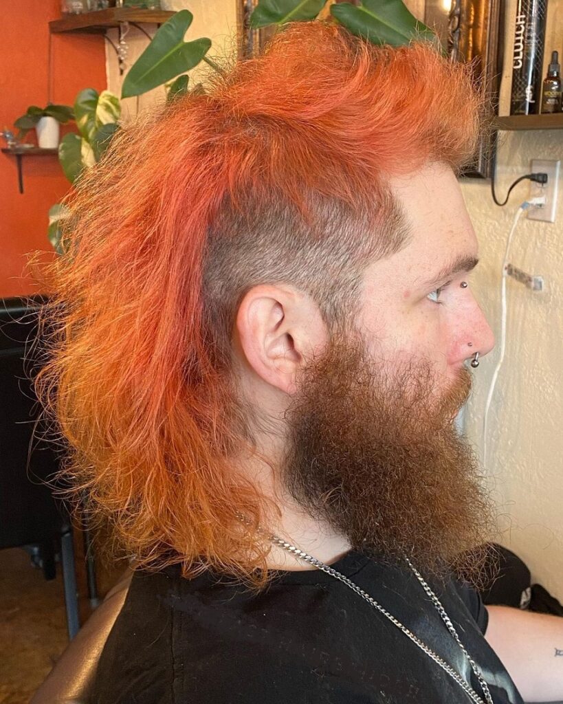 Red haired male mullet