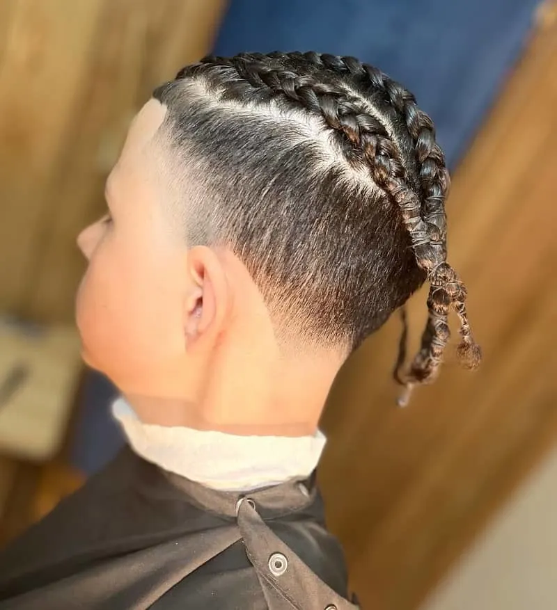man braids with high taper fade
