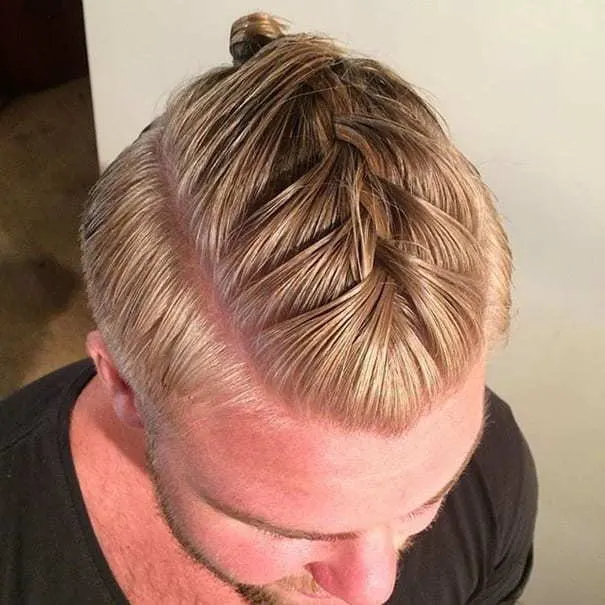 fish braid bun for men