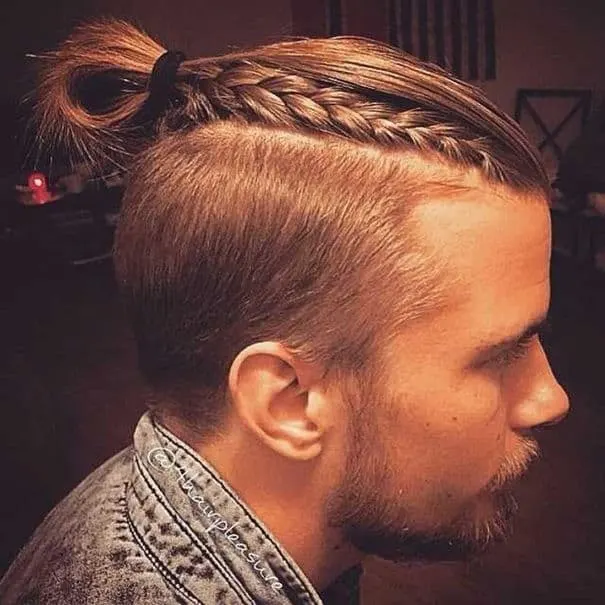 man bun braid for long hair