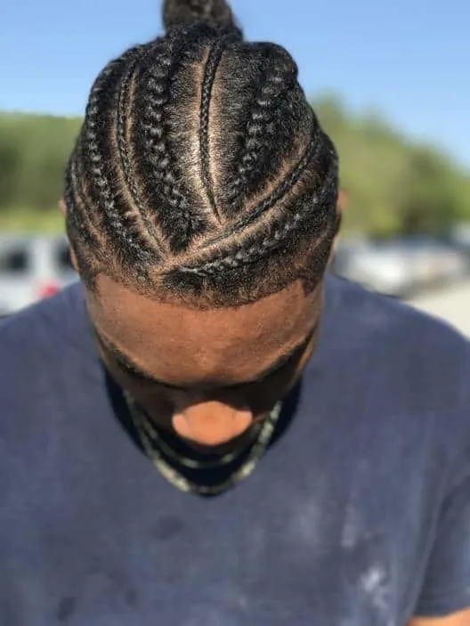 man bun with cornrow