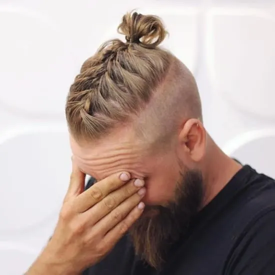 man bun braids hairstyle