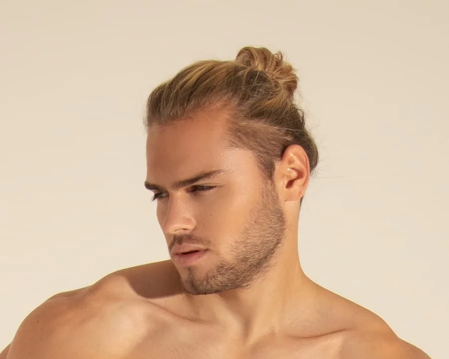 man bun for long blonde hair