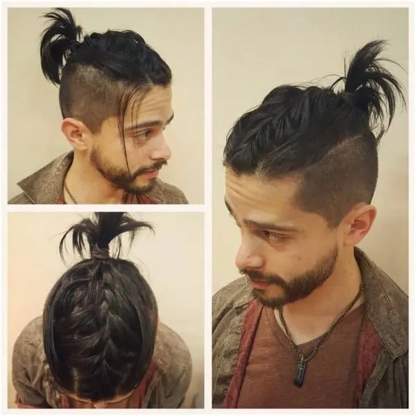 messy mohawk bun with undercut