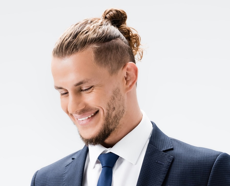 man bun with 3 on the sides