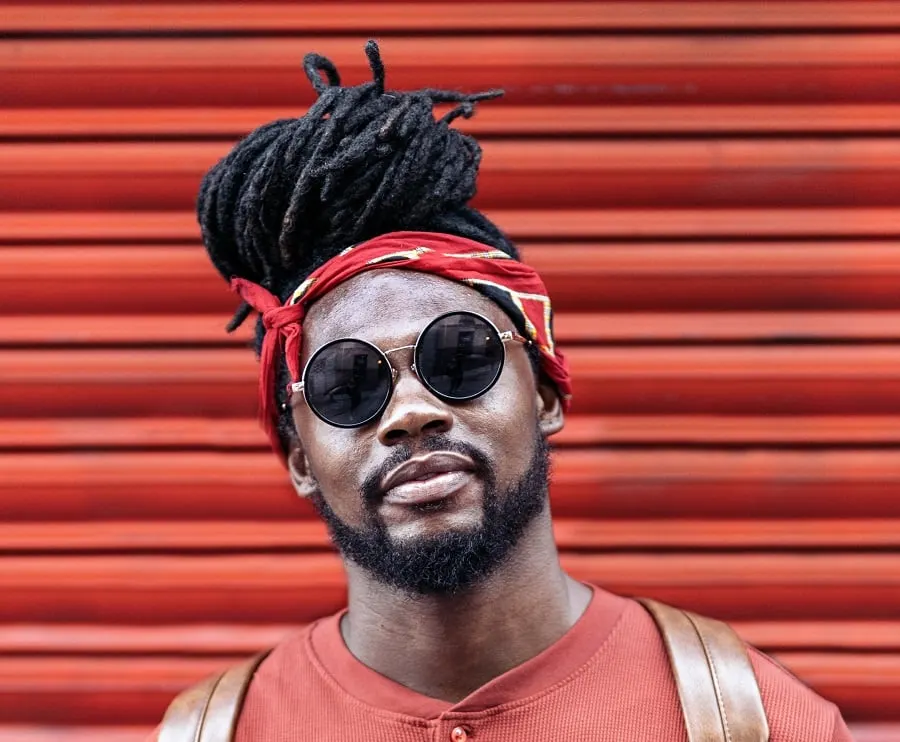 man bun with bandana