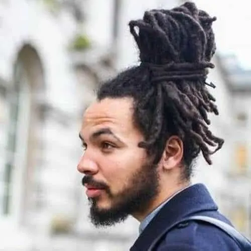 Dreadlock Man Bun with Beard