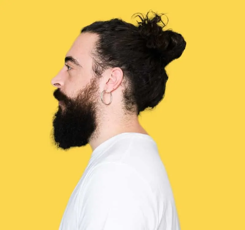 man bun with beard