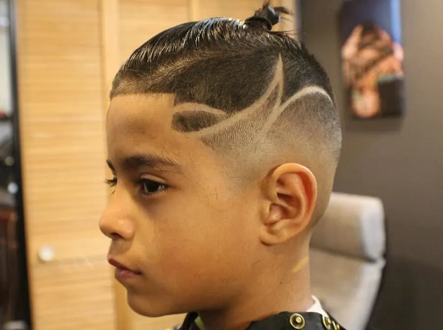 man bun with design for little boys