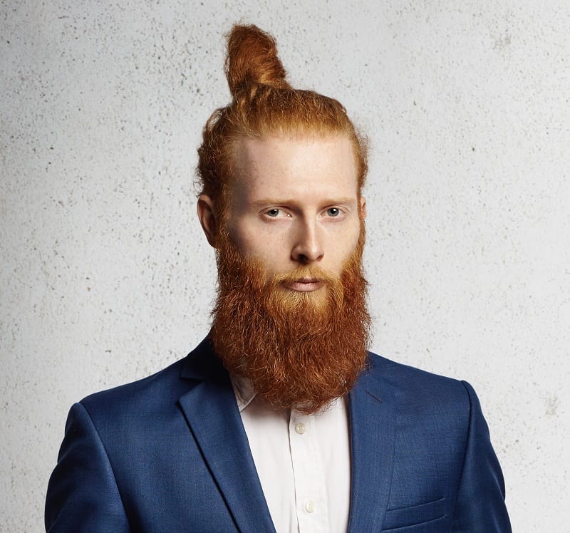 man bun with long beard