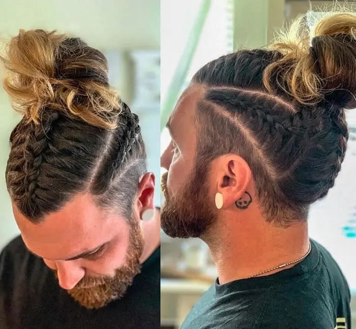 man bun with low undercut