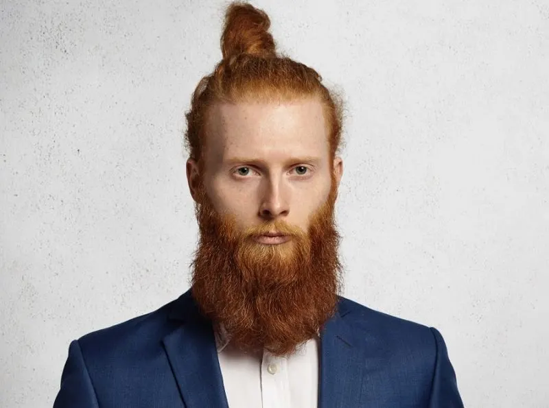 man bun with red hair