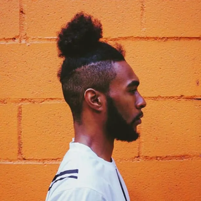 Afro Man Bun with Shaved Sides