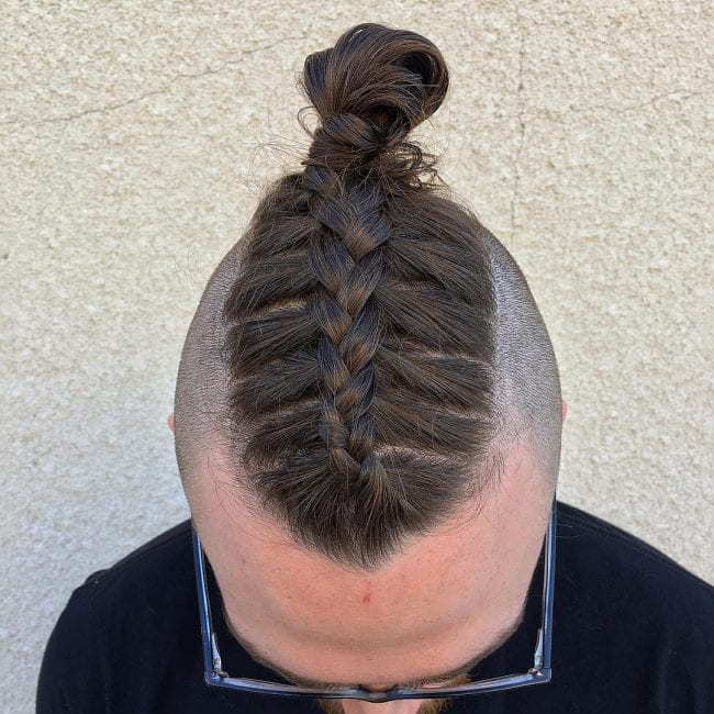 Braided Man Bun with Shaved Sides