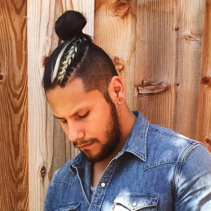 man bun undercut with side braid