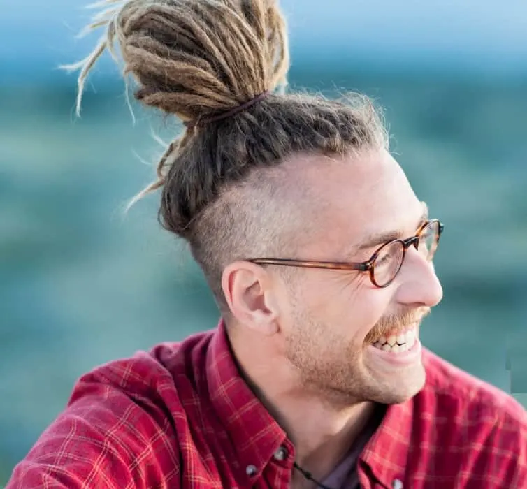 man bun undercut with dreads