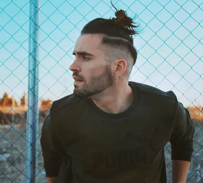 man bun with undercut fade