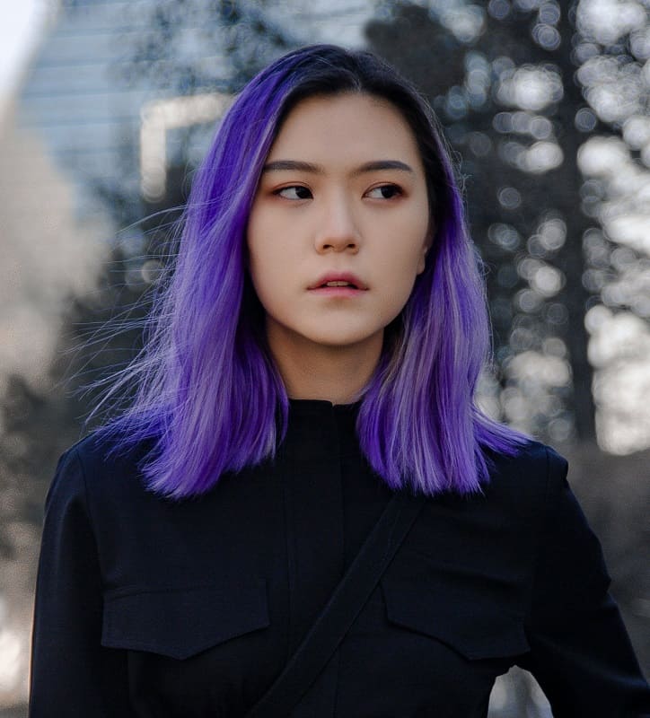 medium Asian Purple Hairstyle
