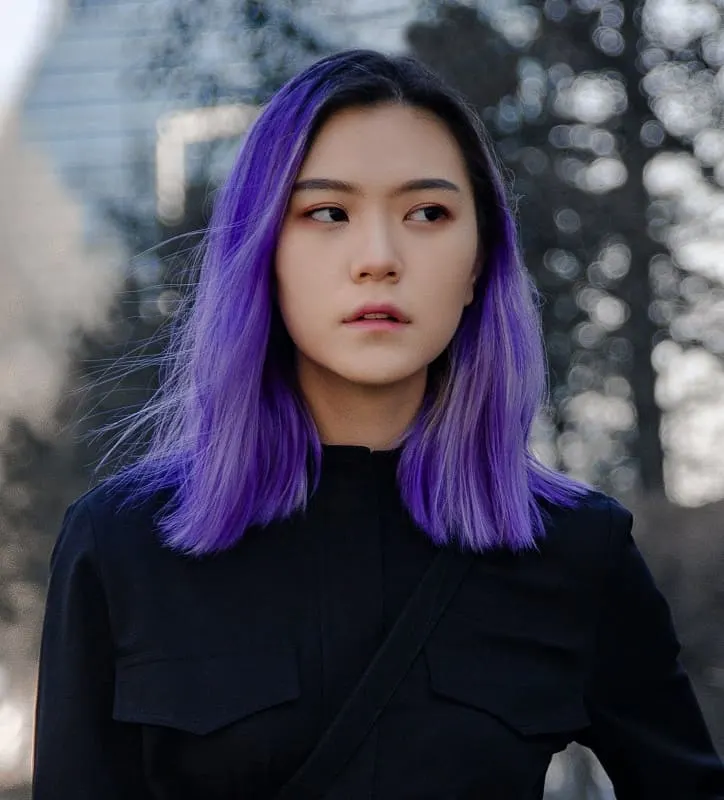 medium Asian Purple Hairstyle