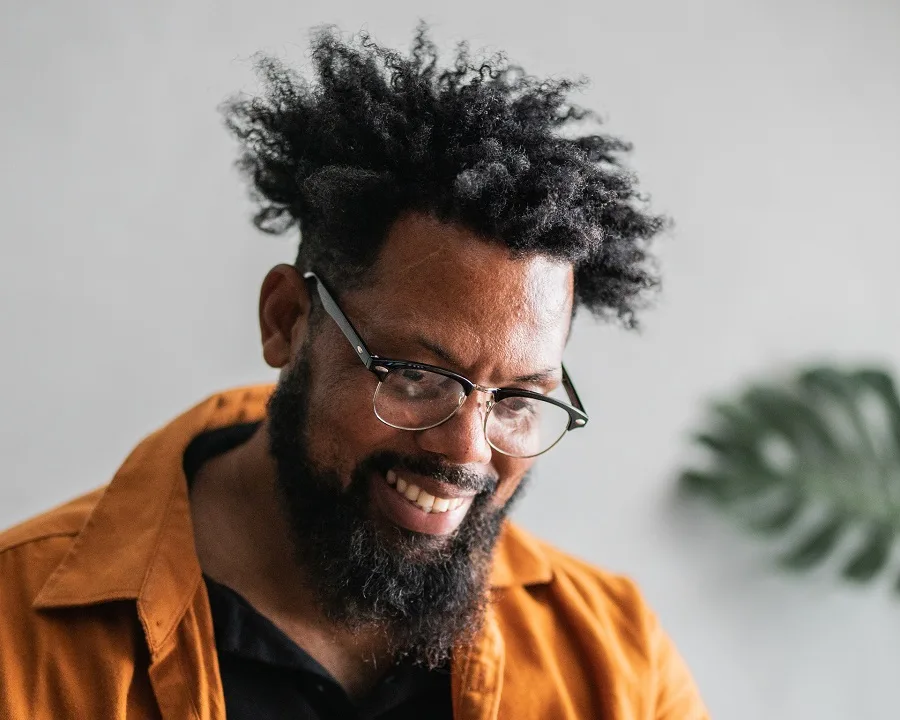 medium afro hairstyle for older black men