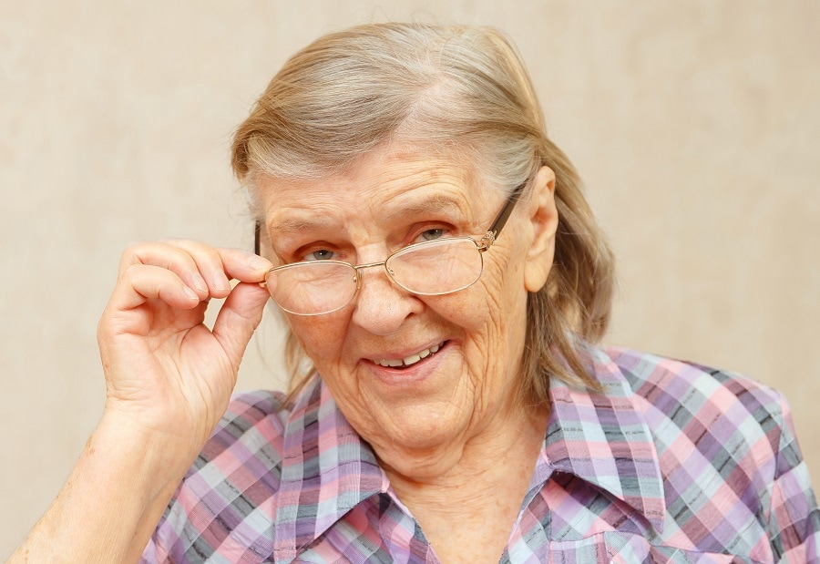 medium bob for 80 year old woman with glasses