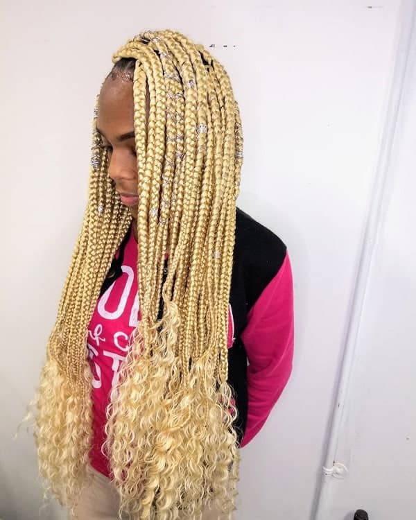 Medium Box Braids with Curly Ends