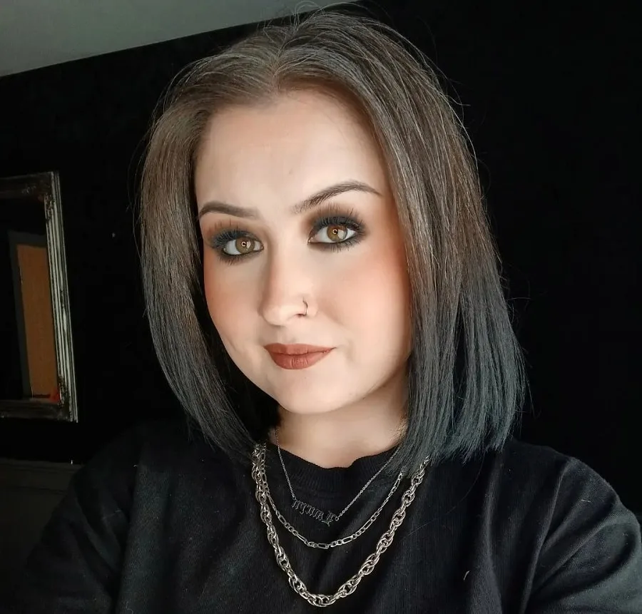 medium gray hair with dark highlights