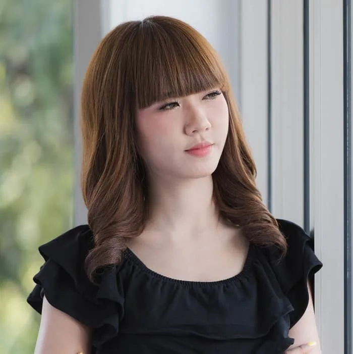 medium hair with korean bangs