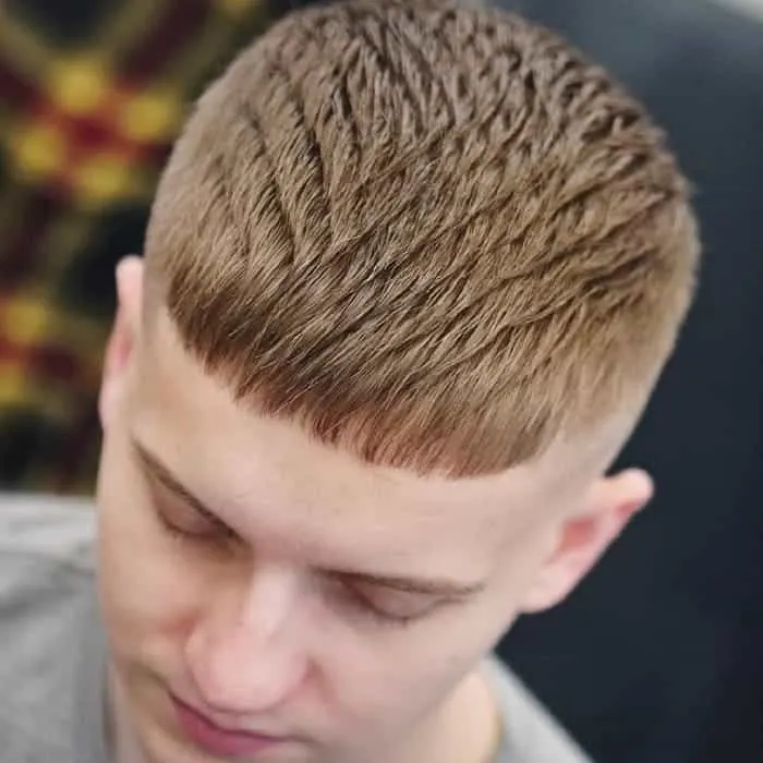 caesar haircut with medium hairstyle 