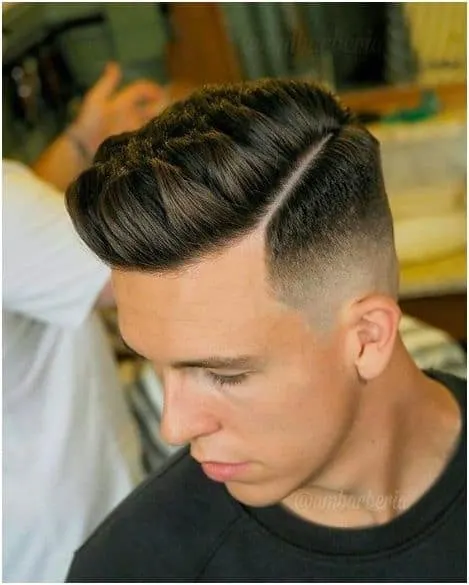 quiff with hard part for thick hair