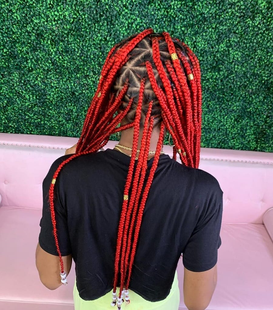 medium knotless braids and beads with triangle parts