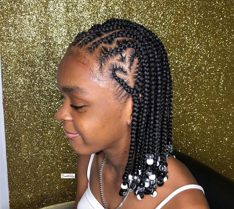medium knotless braids with beads for kids