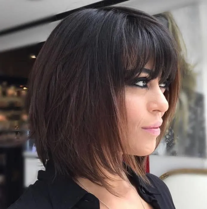 medium layered bob with bangs 