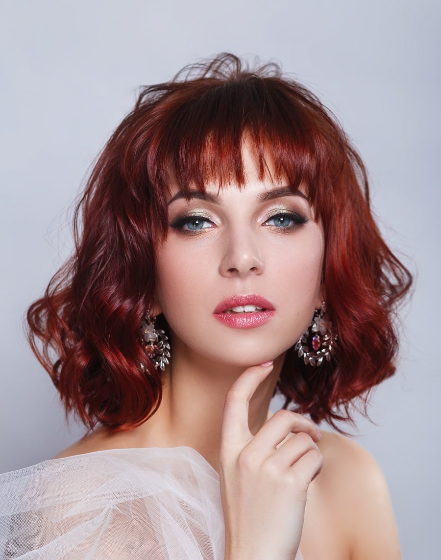 medium length hairstyle with bangs for wedding