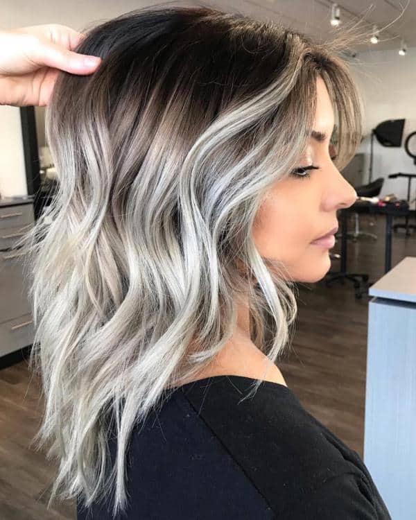 medium length grey ombre hair 