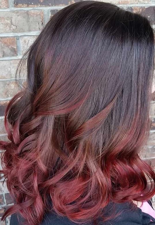 red ombre on medium length hair