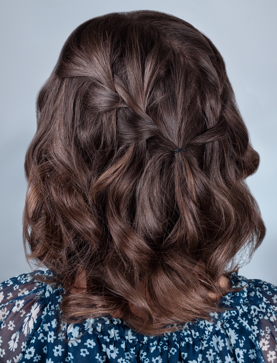 medium loose curls with braid