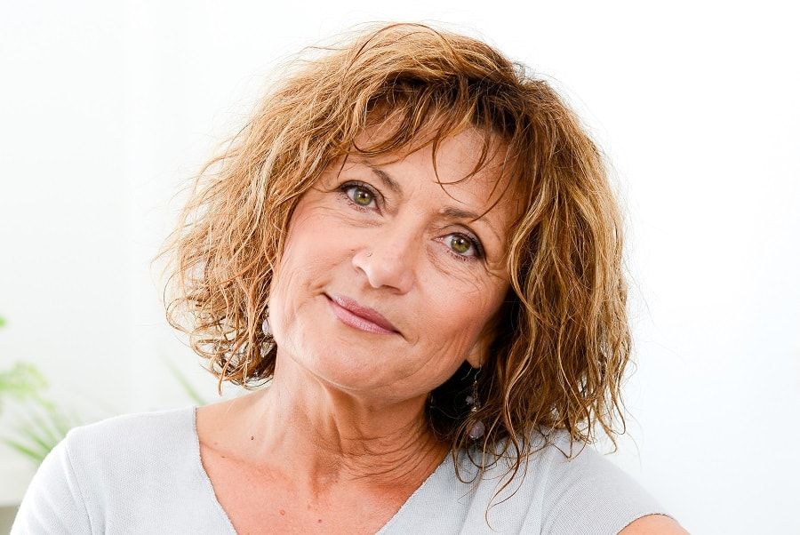 medium perm with bangs for women over 60