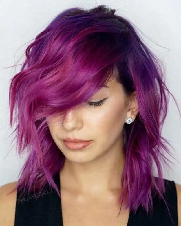 purple medium shag hairstyle