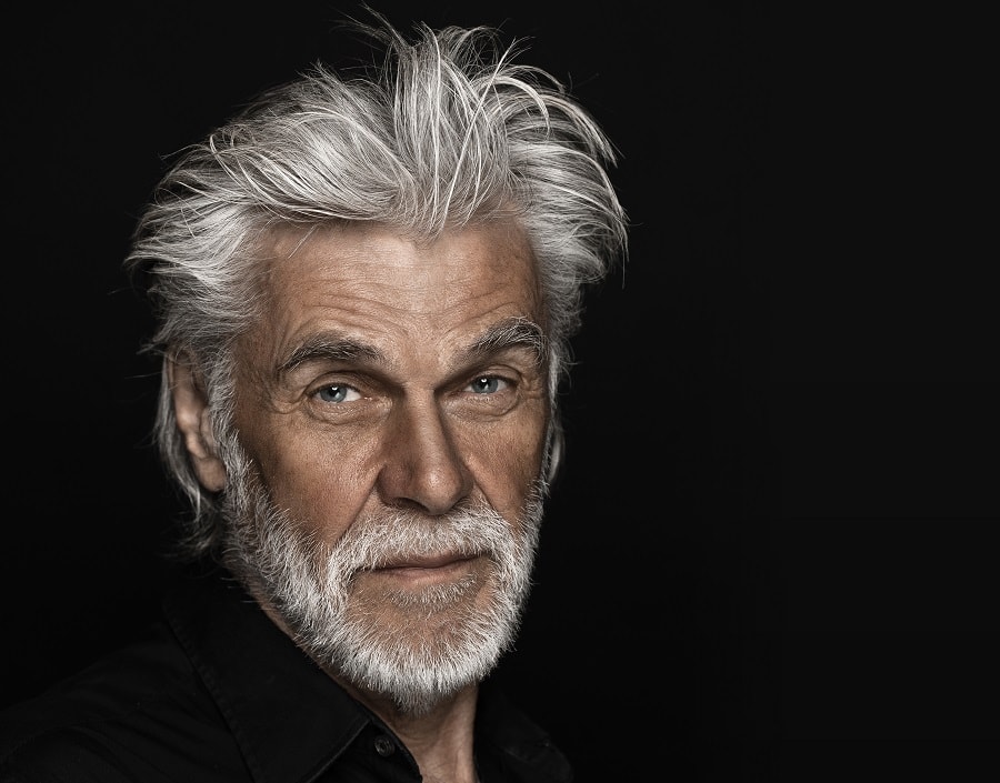 medium silver hairstyle for men over 70