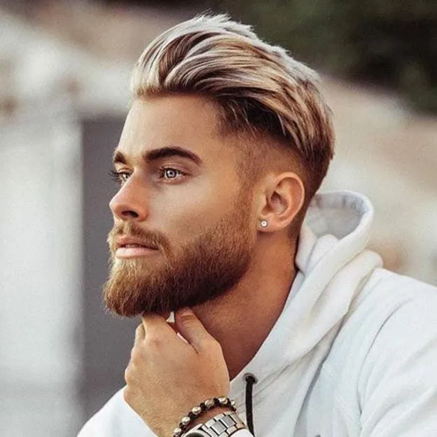 men's brushed back hairstyle with oval faces