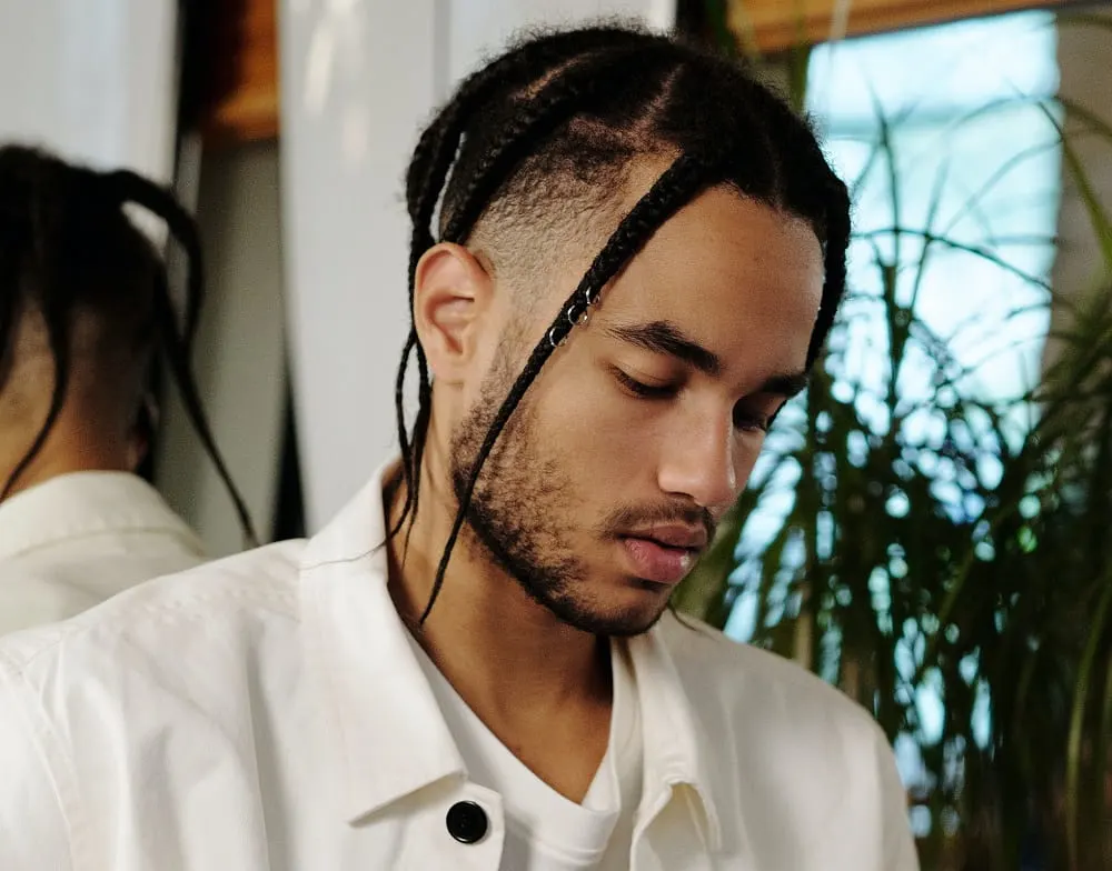 men's braids with drop fade