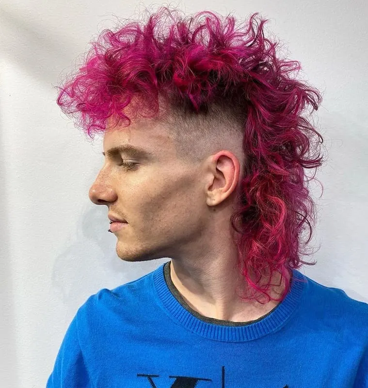 men's curly mullet with fade