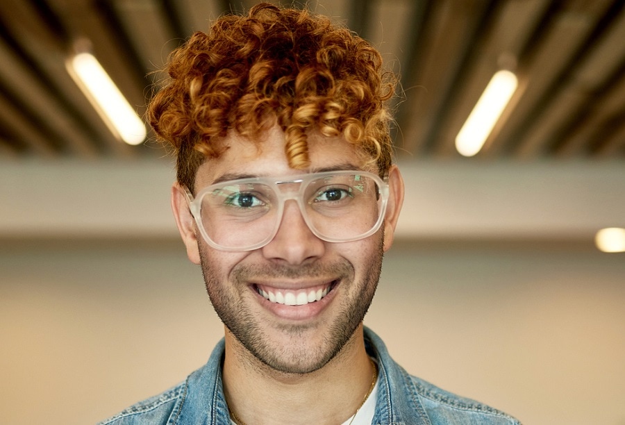 mens curly tight perm for red hair